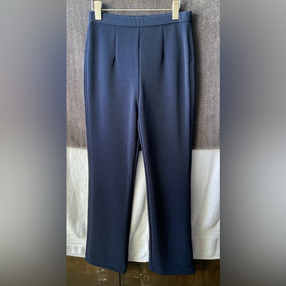 Chico's Deep Blue Straight Leg Pants with Elastic Waist